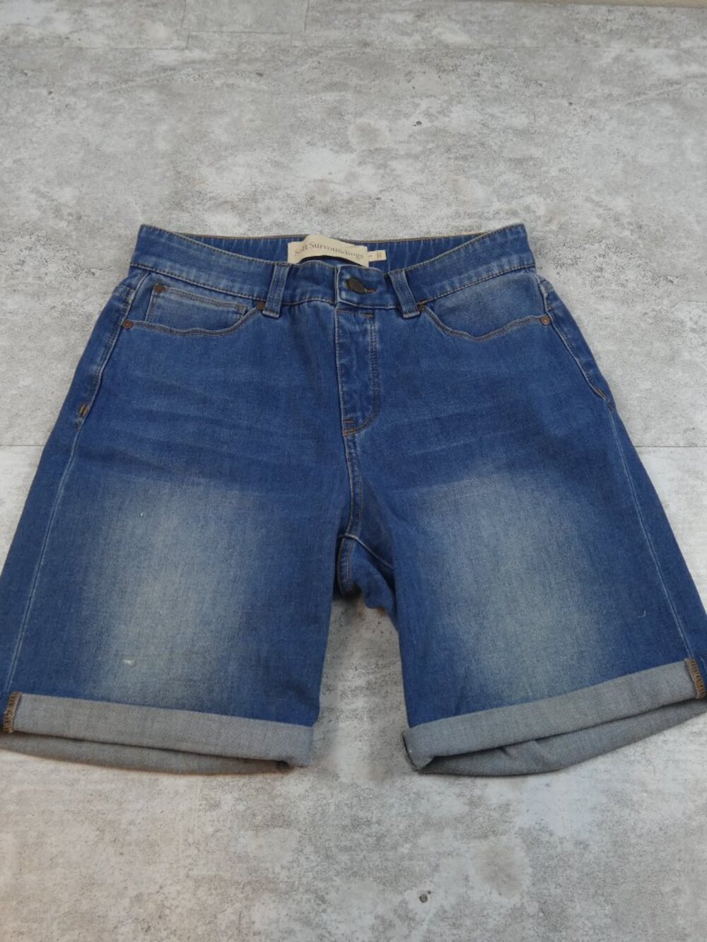 Soft Surrounding Shorts Blue Distressed Cuffed Denim Boyfriend
